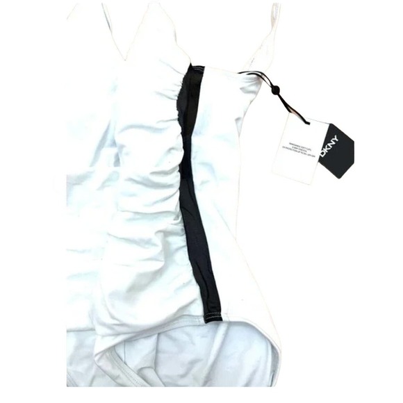 DKNY One piece Women's Swimsuit White with Mesh Trim Size 4 NWT - Picture 7 of 7